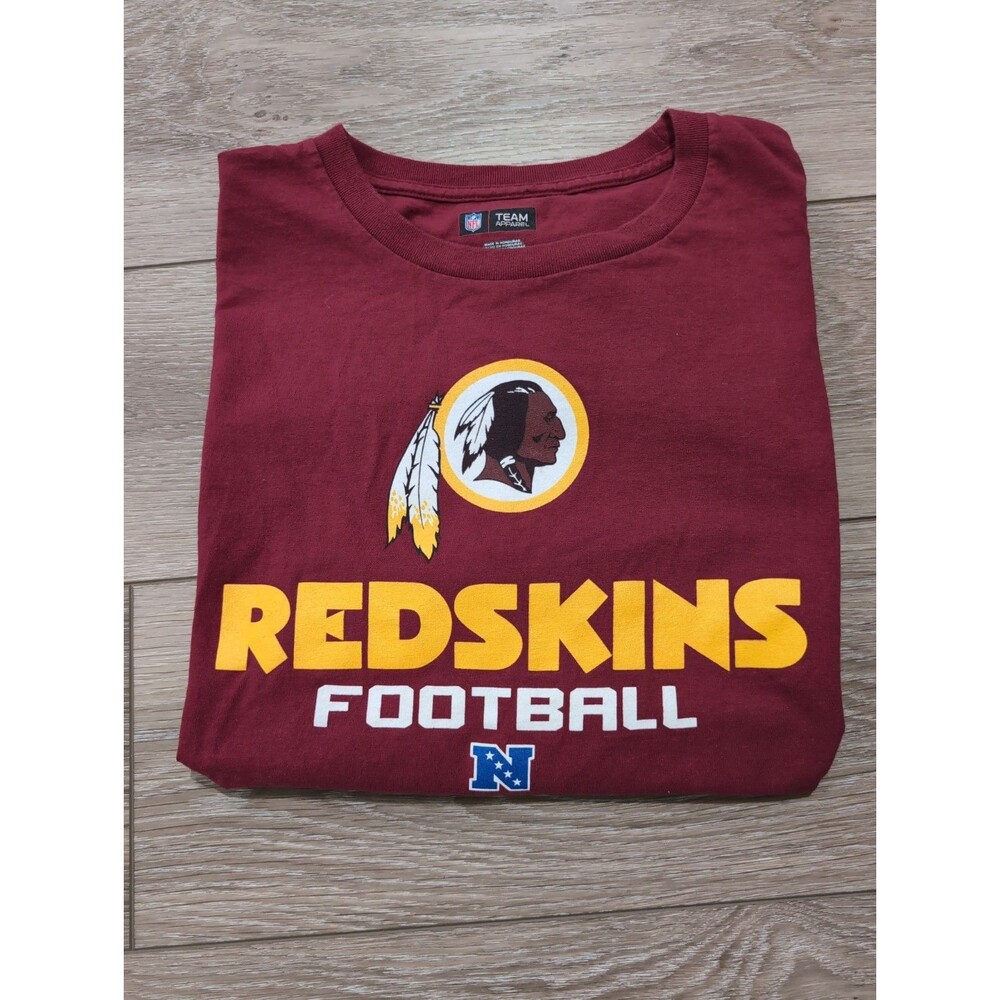WASHINGTON REDSKINS NFL TEAM APPAREL TSHIRT BURGUNDY MENS SZ L SEE PICS hole